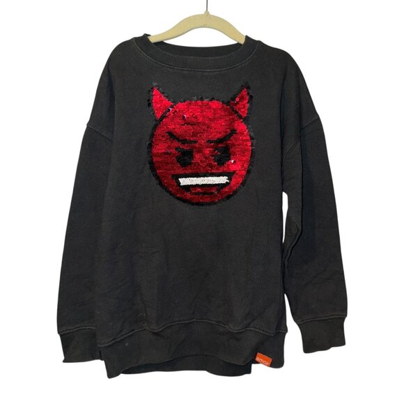 Zara Collection Kids Emoji Devil Sequin Pullover Sweatshirt, Size 9 / 134cm - Picture 6 of 10